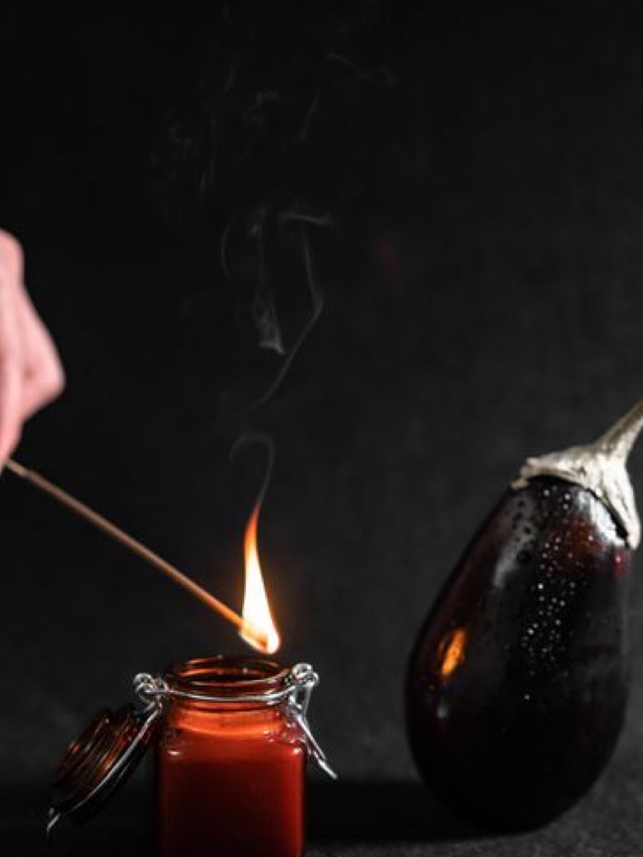 Bougie à la fleur d’oranger, pot de grès